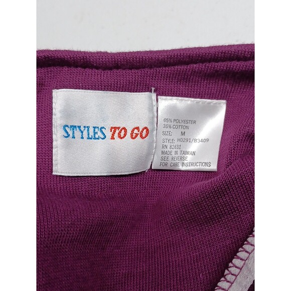 Styles To Go Jumpsuit Burgundy Purple Long Sleeve Stretch Studded Sz M - Picture 6 of 7